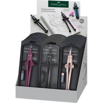 Циркуль FABER-CASTELL STREAM 2022, + грифели, пластиковый футляр, цвет ассорти