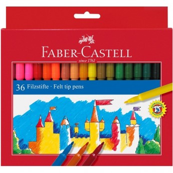 Фломастеры FABER-CASTELL, 36 цветов, смываемые, картон Фломастеры FABER-CASTELL, 36 цветов, смываемые, картон