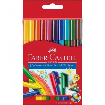 Фломастеры FABER-CASTELL CONNECTOR, 10 цветов, смываемые, соединяемые колпачки, картон Фломастеры FABER-CASTELL CONNECTOR, 10 цветов, смываемые, соединяемые колпачки, картон
