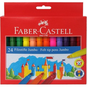 Фломастеры FABER-CASTELL JUMBO, 24 цвета, утолщенные, смываемые, картон Фломастеры FABER-CASTELL JUMBO, 24 цвета, утолщенные, смываемые, картон