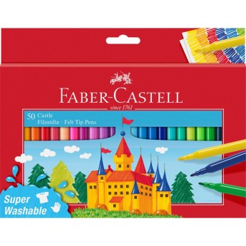 Фломастеры FABER-CASTELL ЗАМОК, 50 цветов, смываемые Фломастеры FABER-CASTELL ЗАМОК, 50 цветов, смываемые