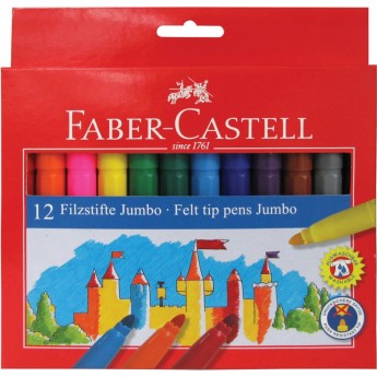 Фломастеры FABER-CASTELL ЗАМОК JUMBO, 12 цветов, утолщенные, смываемые Фломастеры FABER-CASTELL ЗАМОК JUMBO, 12 цветов, утолщенные, смываемые
