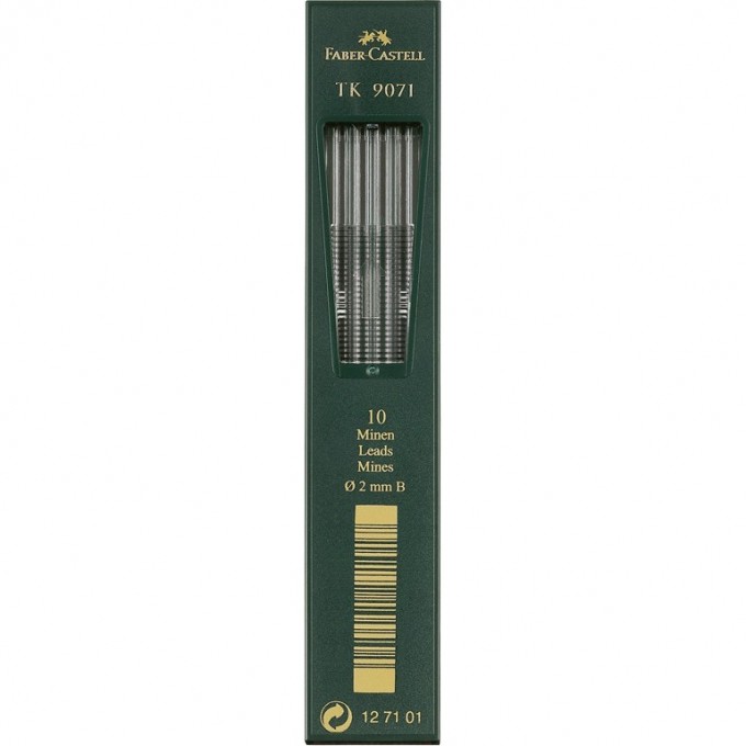 Грифели для цанговых карандашей FABER-CASTELL TK 9071, 10шт., 2,0мм, B FR-127101