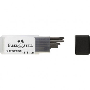 Грифели для циркуля FABER-CASTELL, 2мм, 6шт., пластиковый футляр