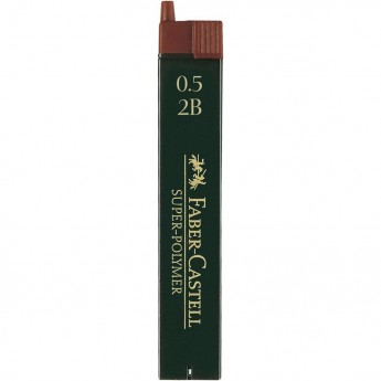 Грифели для механических карандашей FABER-CASTELL SUPER-POLYMER, 12 шт., 0,5 мм, 2B