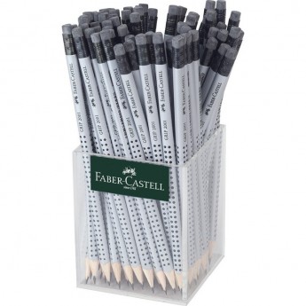Карандаш чернографитный FABER-CASTELL GRIP 2001 HB, с ластиком, трехгранный, стакан