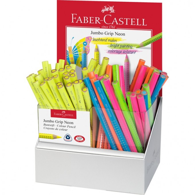 Карандаш-текстовыделитель FABER-CASTELL "JUMBO GRIP NEON" ассорти, дисплей FR-114873
