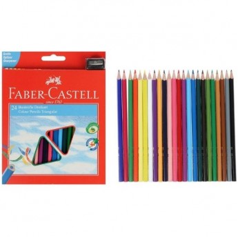 Карандаши цветные FABER-CASTELL, 24 цвета, трехгранные, картонная упаковка