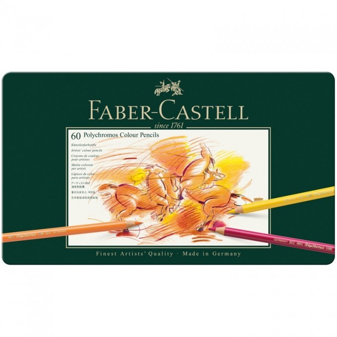 Карандаши цветные художественные FABER-CASTELL POLYCHROMOS 60 цветов, металлическая коробка FR-110060