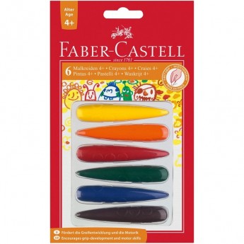 Мелки восковые FABER-CASTELL 6 цветов, фигурные, блистер