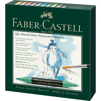 Набор акварельных пигментных маркеров FABER-CASTELL ALBRECHT DÜRER 10 цветов, двухсторонние