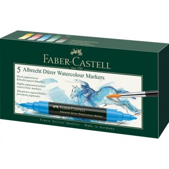 Набор акварельных пигментных маркеров FABER-CASTELL ALBRECHT DÜRER 5 цветов, двухсторонние