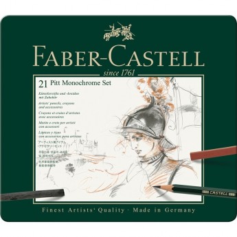 Набор художественных изделий FABER-CASTELL PITT MONOCHROME, 21 предмет, металлическая коробка Набор художественных изделий FABER-CASTELL PITT MONOCHROME, 21 предмет, металлическая коробка
