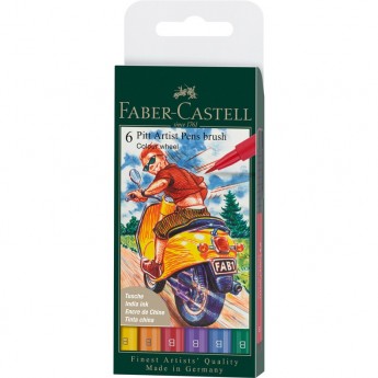 Набор капиллярных ручек FABER-CASTELL PITT ARTIST PEN BRUSH COLOUR WHEEL, 6шт Набор капиллярных ручек FABER-CASTELL PITT ARTIST PEN BRUSH COLOUR WHEEL, 6шт
