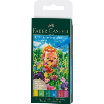 Набор капиллярных ручек FABER-CASTELL PITT ARTIST PEN BRUSH SPRINGTIME, 6 штук Набор капиллярных ручек FABER-CASTELL PITT ARTIST PEN BRUSH SPRINGTIME, 6 штук