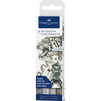 Набор капиллярных ручек FABER-CASTELL PITT ARTIST PENS COMIC SHADING BRUSH ассорти, 4 шт Набор капиллярных ручек FABER-CASTELL PITT ARTIST PENS COMIC SHADING BRUSH ассорти, 4 шт