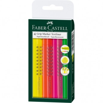 Набор текстовыделителей FABER-CASTELL GRIP 1543 4 цвета, 1-5 мм, пластиковая упаковка Набор текстовыделителей FABER-CASTELL GRIP 1543 4 цвета, 1-5 мм, пластиковая упаковка