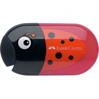 Точилка пластиковая с ластиком FABER-CASTELL LADYBUG, 2 отверстия, контейнер